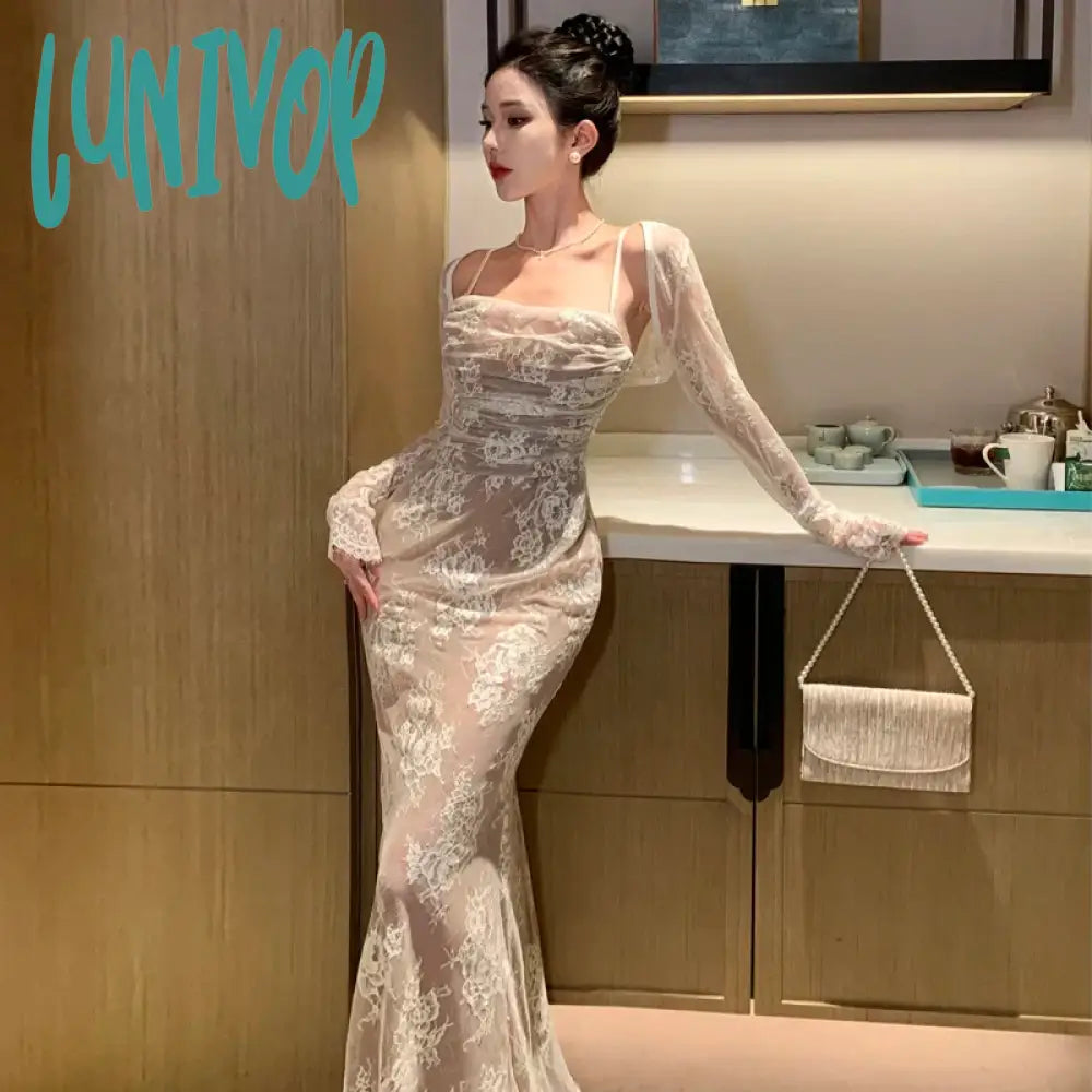 Lunivop Women's Retro Lace Midi Dress Spaghetti Strap Lace Up Bodycon Mermaid Spring and Summer Evening Party Prom Robe Elegant Sleeveless Midi Dress Lunivop Women's Retro Lace Midi Dress Spaghetti Strap Lace Up Bodycon Mermaid Spring and Summer Evening Party Prom Robe Elegant Sleeveless Midi Dress