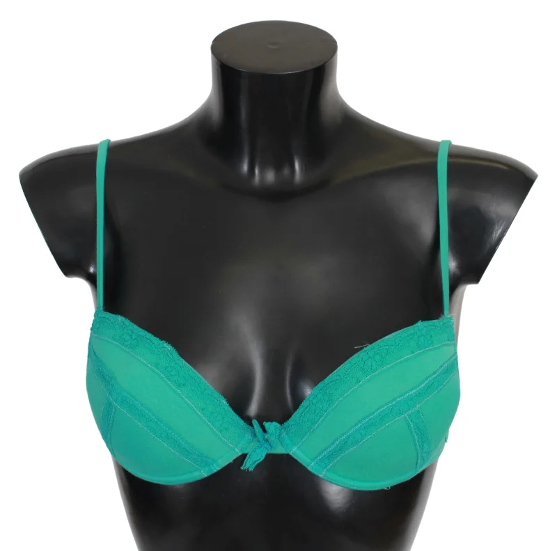 Luxurious Green Cotton Push Up Bra Sporty Compression Bra