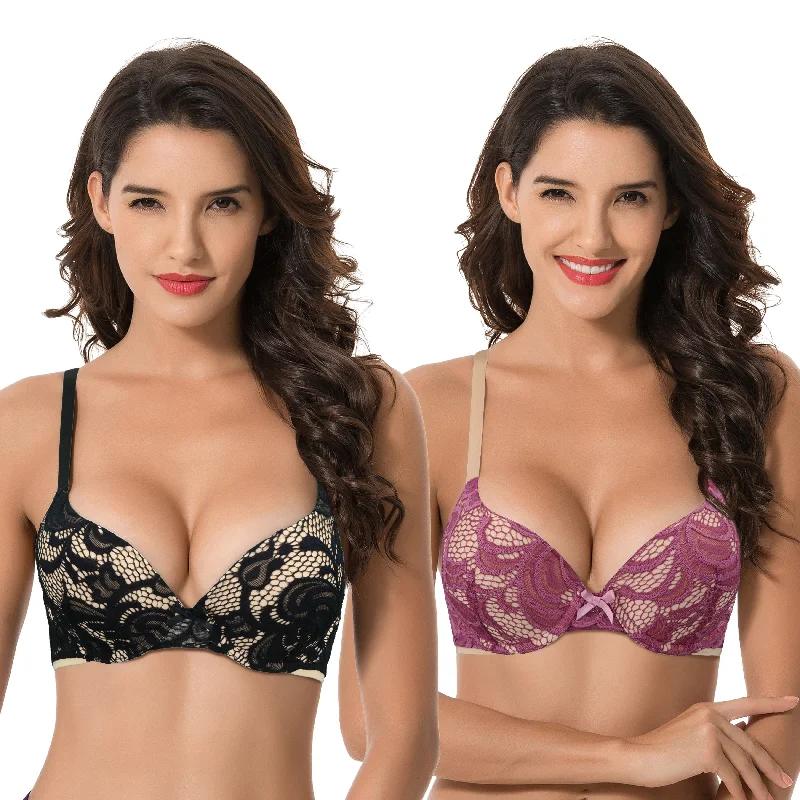 Women's Plus Size Perfect Shape Add 1 Cup Push Up Underwire Lace Bras Daily Comfort Bra Women's Plus Size Perfect Shape Add 1 Cup Push Up Underwire Lace Bras Daily Comfort Bra
