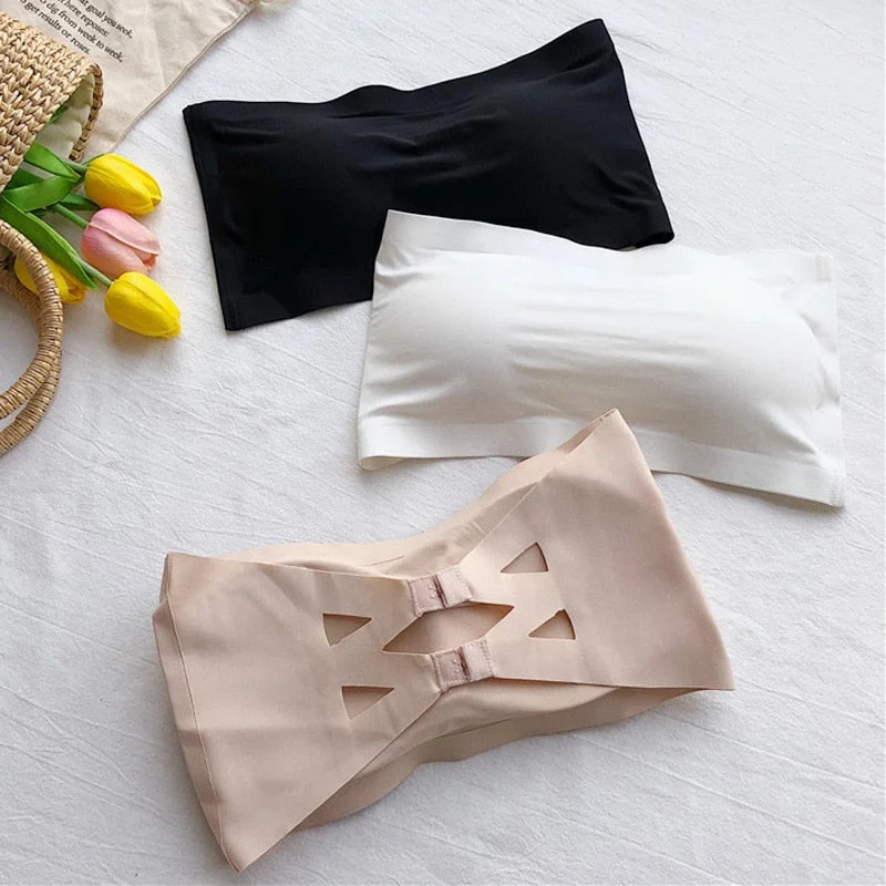 Seamless One-piece Tube Tops Women Removable Pads Intimates Basic Black/White/Skin Womens Strapless Bra Bandeau Tube Top Feminine Lace Bra Seamless One-piece Tube Tops Women Removable Pads Intimates Basic Black/White/Skin Womens Strapless Bra Bandeau Tube Top Feminine Lace Bra