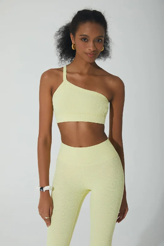 Serein 3D Single Strap Shoulder Bra - Yellow Pearl Elegant Cotton Bra