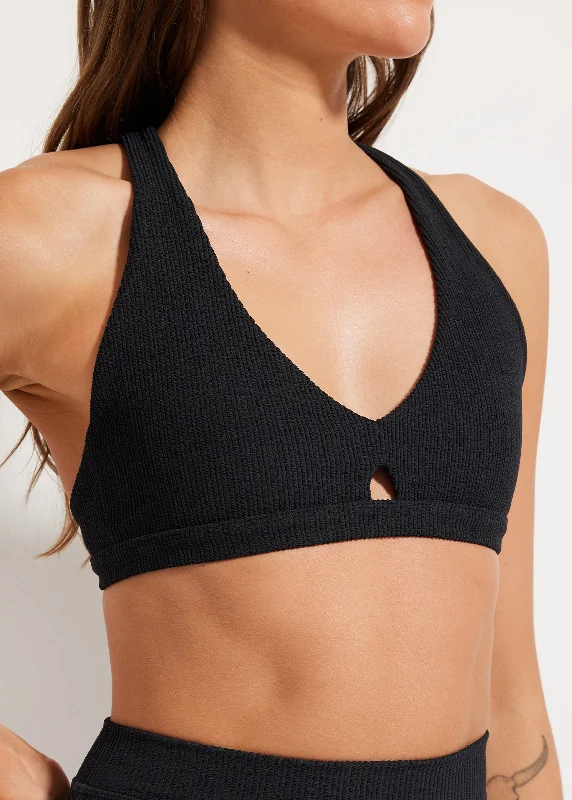 Sweat To Splash™ Crinkle Plunge Bra Supportive Cotton Bra