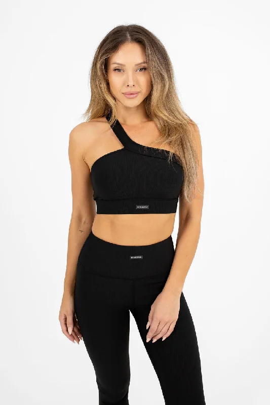 Tempo Ribbed One Shoulder Sports Bra Smooth Fit Bra