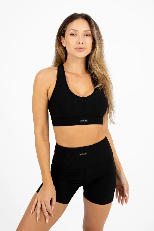 Tempo Ribbed Racerback Sports Bra Soft Cotton Bra