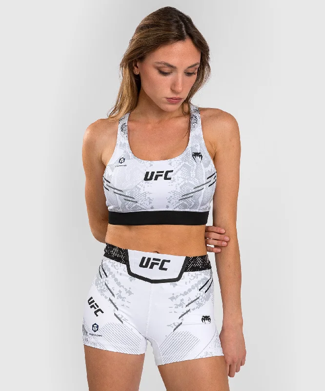 UFC Adrenaline by Venum Authentic Fight Night Women’s Sports Bra - White Chic Satin Bra UFC Adrenaline by Venum Authentic Fight Night Women’s Sports Bra - White Chic Satin Bra
