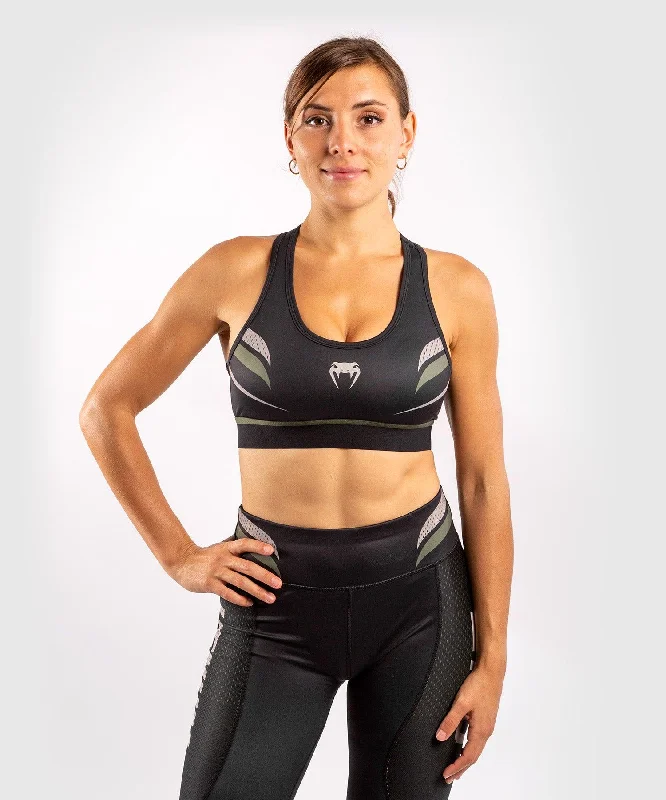 Venum ONE FC Impact Sport Bra - Black/Khaki Soft Cup Bralette