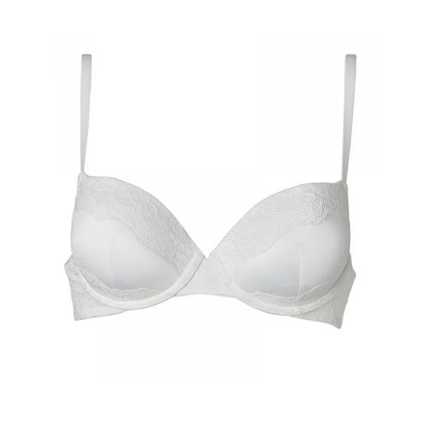 White Color Plunge Push-Up Bra Soft Padded Bralette