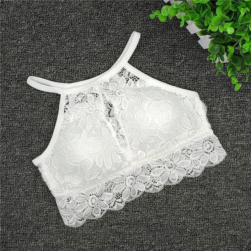 Women Backless 3/4 cup Comfortable Lace Wire Free Bra Active Wear Bra