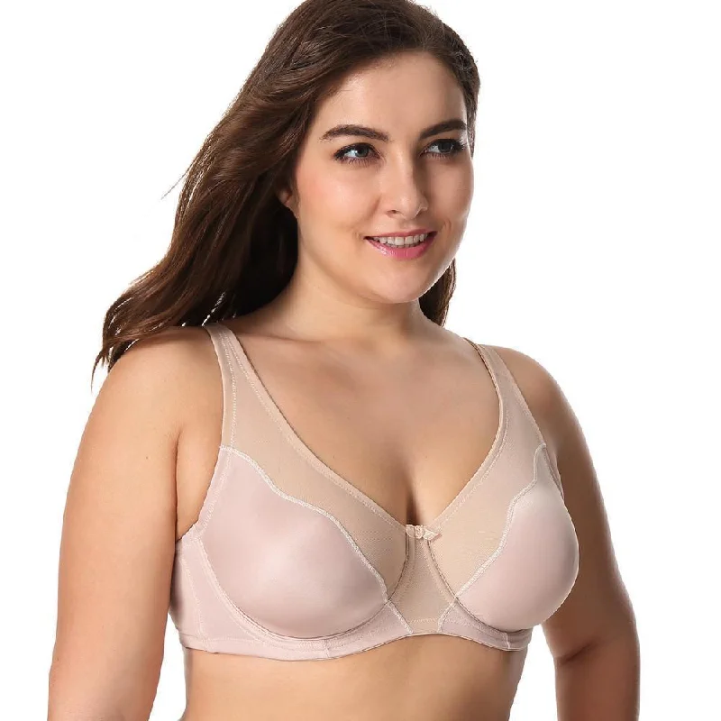 Women's Lingerie - Full Coverage No Padding Underwire Minimizer Bra Seamless Push-Up Bra