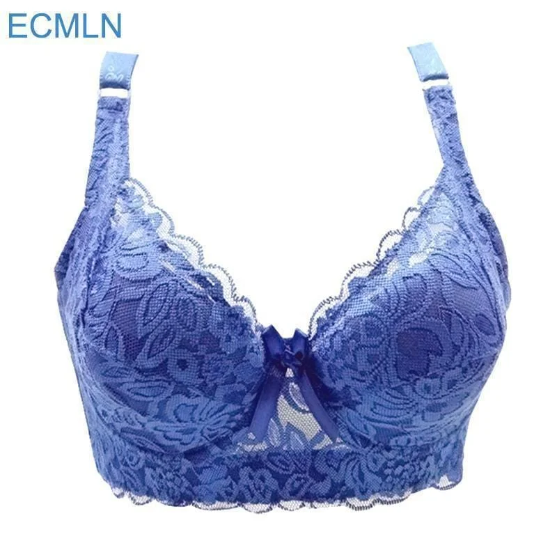 Women Full Cup Wire Free Adjustable Strap Lace Push Bra Comfortable Lace Bra