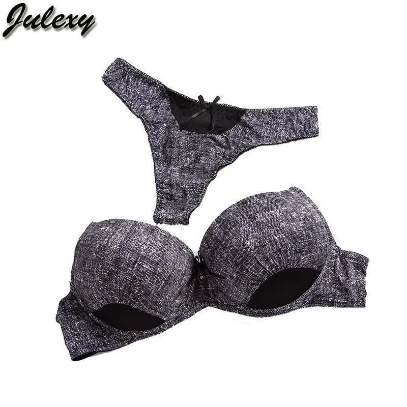 Women's Lingerie Nylon Push Up Bra And Lace Low Rise Thongs Set Seamless Wireless Bra