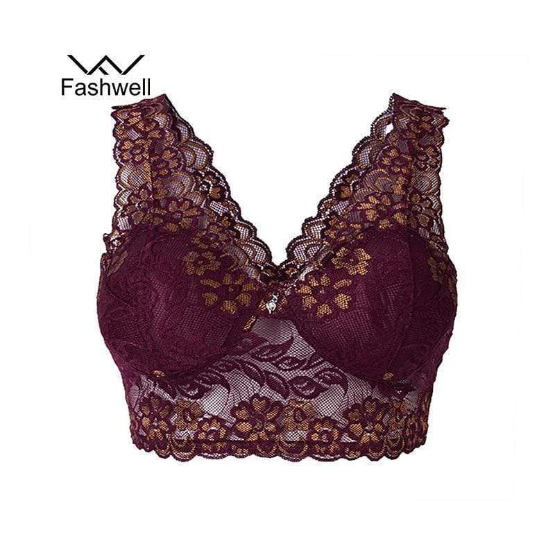 Women Wire Free Padded  All Lace Seamless Crop Bra Elegant Lace Bralette