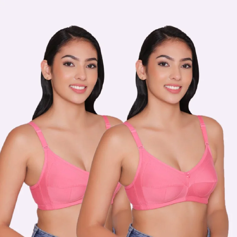 Women's Non Padded Non Wired Full Coverage Bra with No Spillage (Pack of 2)-ELSA Wireless Push-Up Bra Women's Non Padded Non Wired Full Coverage Bra with No Spillage (Pack of 2)-ELSA Wireless Push-Up Bra