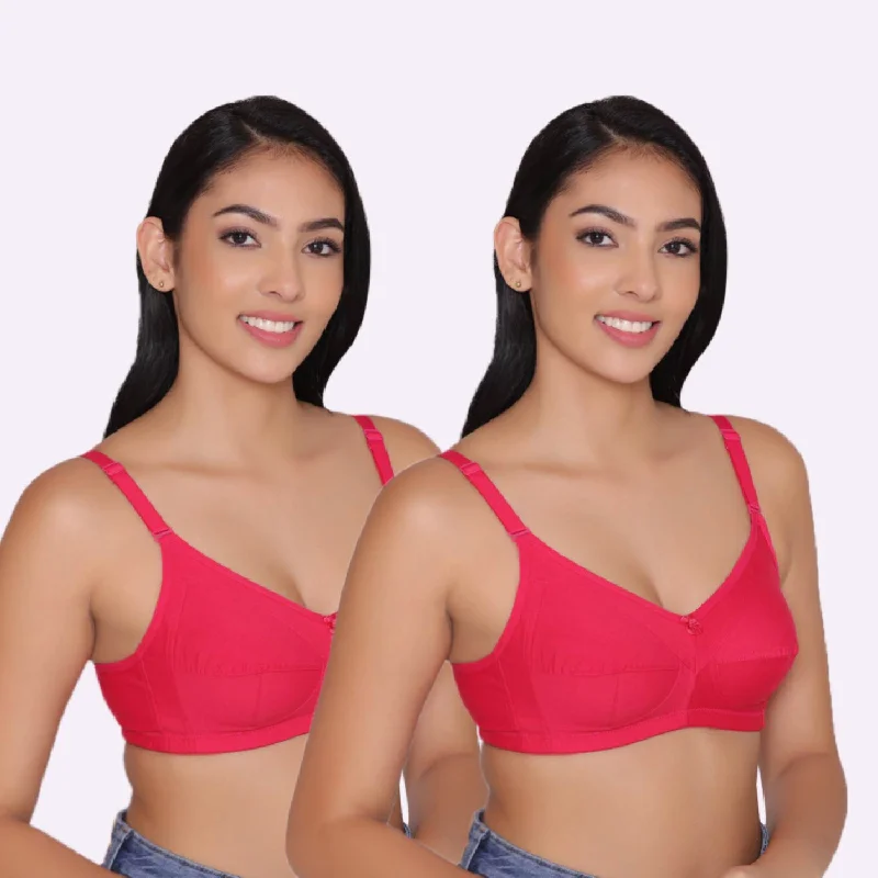 Women's Non Padded Non Wired Full Coverage Bra with No Spillage (Pack of 2)-ELSA Sexy Mesh Bralette Women's Non Padded Non Wired Full Coverage Bra with No Spillage (Pack of 2)-ELSA Sexy Mesh Bralette