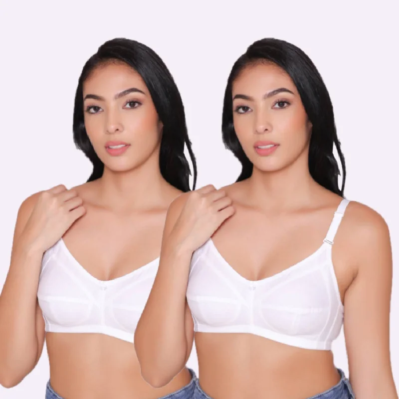 Women's Non Padded Non Wired Full Coverage Bra with No Spillage (Pack of 2)-ELSA Lacy Underwire Bra Women's Non Padded Non Wired Full Coverage Bra with No Spillage (Pack of 2)-ELSA Lacy Underwire Bra