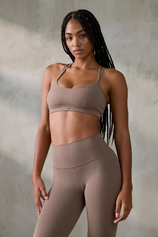 V_SCULPT STRAPPY SPORTS BRA - Tan Soft Mesh Bra