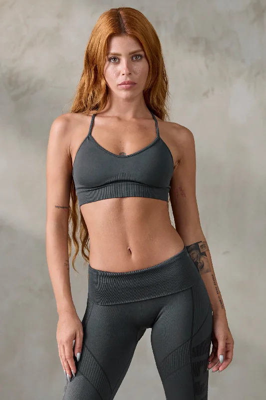 V_COMPRESS SEAMLESS SPORTS BRA - Dark Gray Seamless Fit Bra