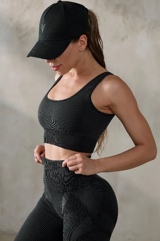 V_FADE SEAMLESS SPORTS BRA - Black Vintage Push-Up Wireless Bra