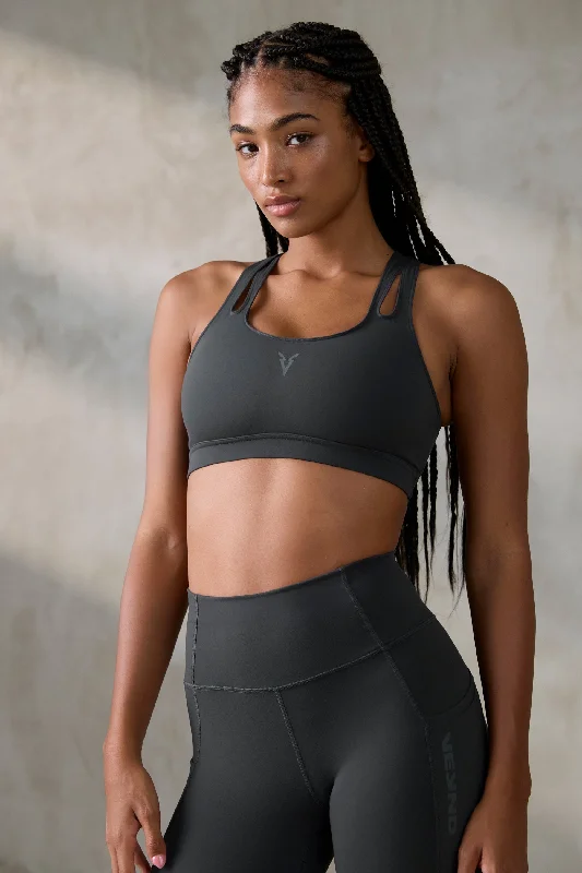 V_SCULPT CUT OUT SPORTS BRA - Dark Gray Smooth Push-Up Bra