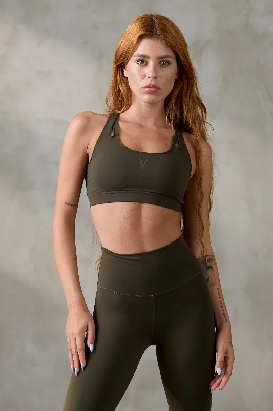 V_SCULPT CUT OUT SPORTS BRA - Khaki Daily Comfort Bra