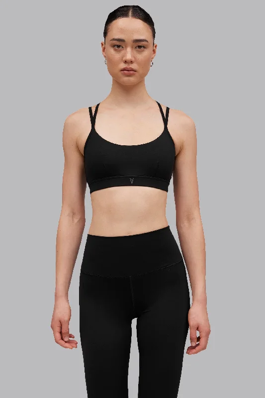 V_SCULPT STRAPPY SPORTS BRA - Black Adjustable Bra Straps