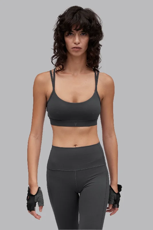 V_SCULPT STRAPPY SPORTS BRA - Dark Gray Contour Bra Style