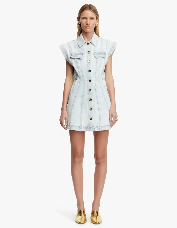 Eagleton Mini Dress - Ice Blue Comfortable Shift Mini Dress