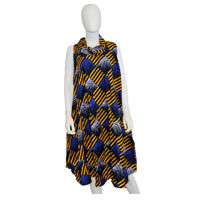 Ankara Print Turtle Neck Midi Dress - Made In Kenya Stylish Satin Midi Dress