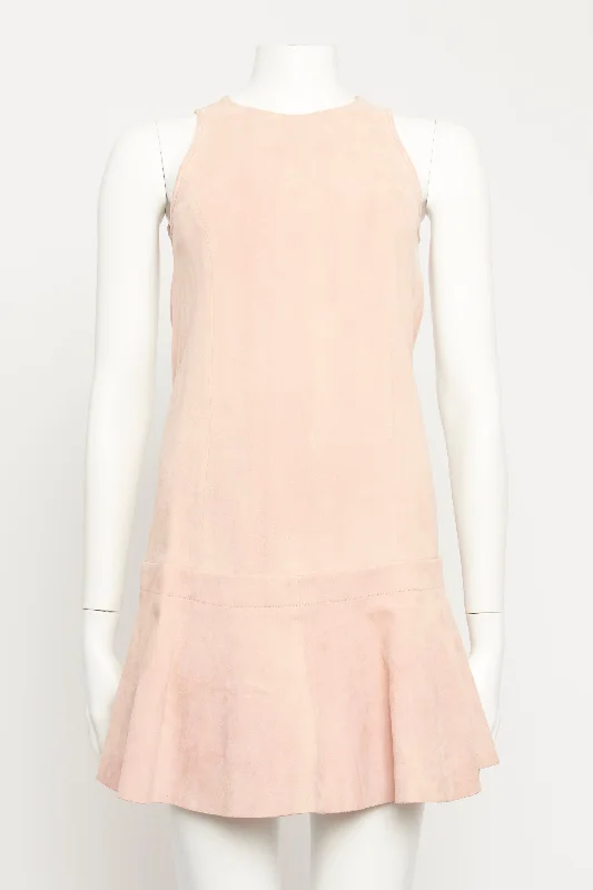 Blush Suede Preowned Mini Dress Cozy Knitted Mini Dress