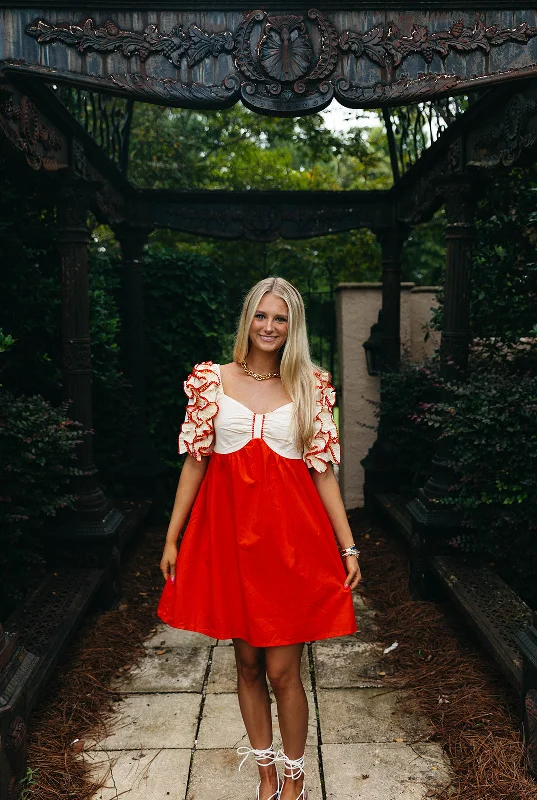 Day By Day Mini Dress - Orange Stylish Short-Sleeve Mini Dress