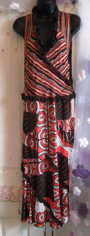 Designer Evalinka Midi Dress Boho/ Hippy Style S/M-brown/orange,lined skirt,lush Fashionable Off-Shoulder Dress Midi Designer Evalinka Midi Dress Boho/ Hippy Style S/M-brown/orange,lined skirt,lush Fashionable Off-Shoulder Dress Midi