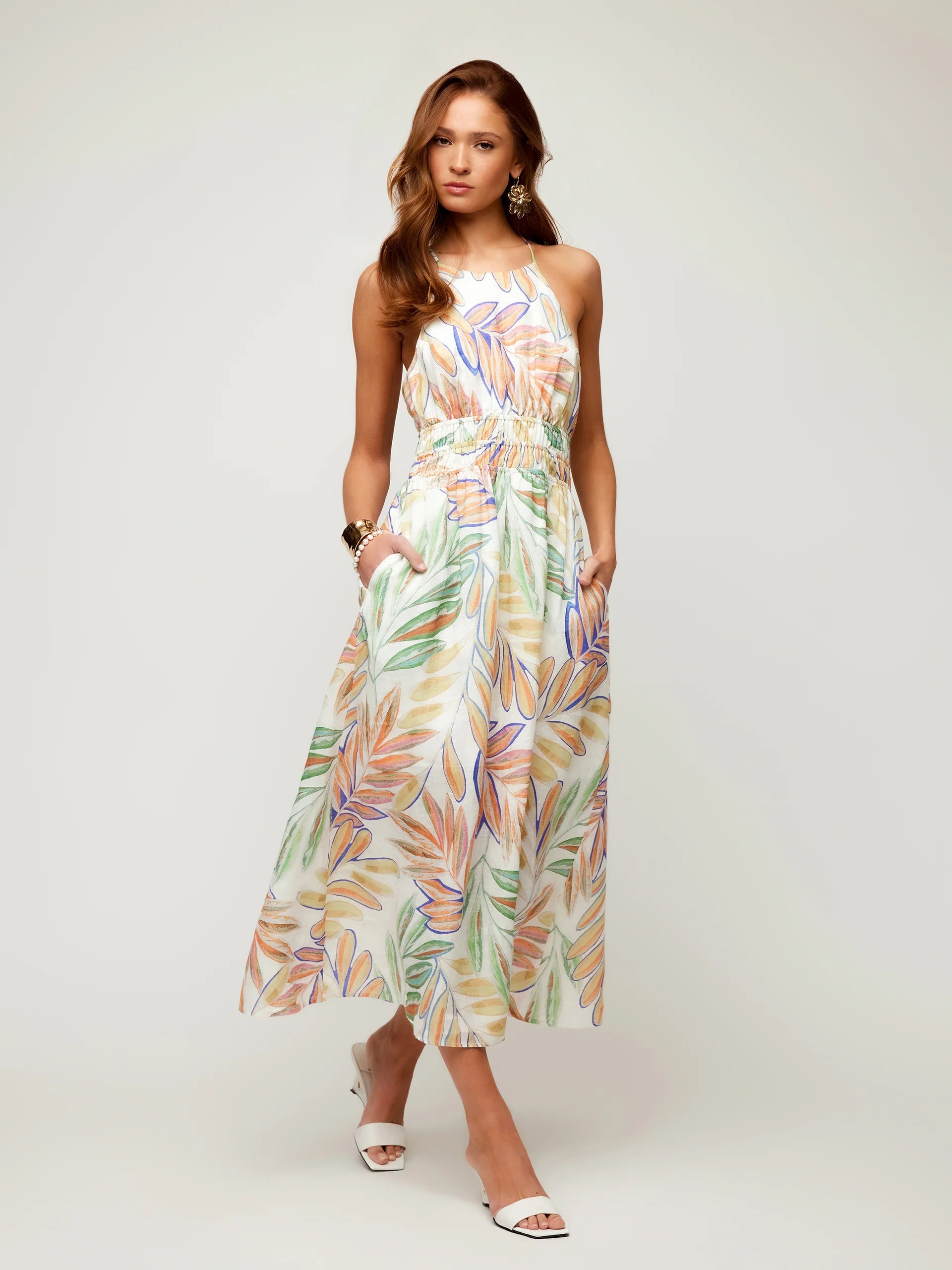 Fifteen Twenty Eden Midi Dress - Print Elegant Floral Skirt Midi Dress