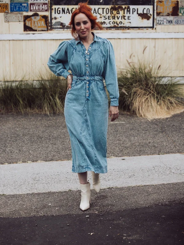 Free People Mad Love Denim Midi Dress Elegant Velvet Midi Dress