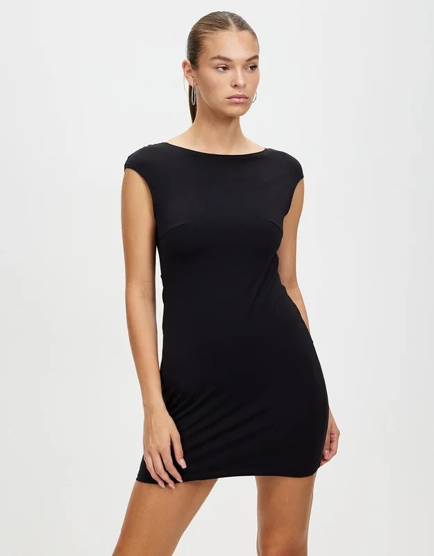 JORGE Delaney Womens Mini Dress - Black Trendy Wraparound Mini Dress