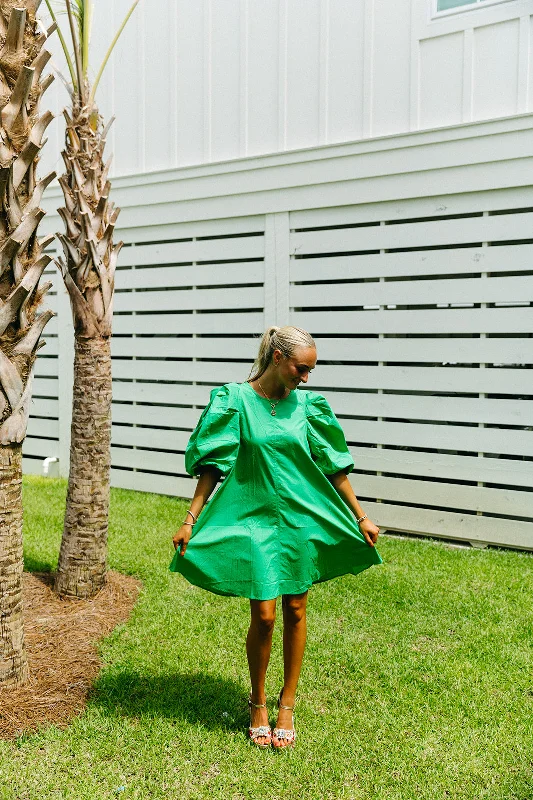 Look Good Mini Dress - Green Elegant Silk Mini Dress