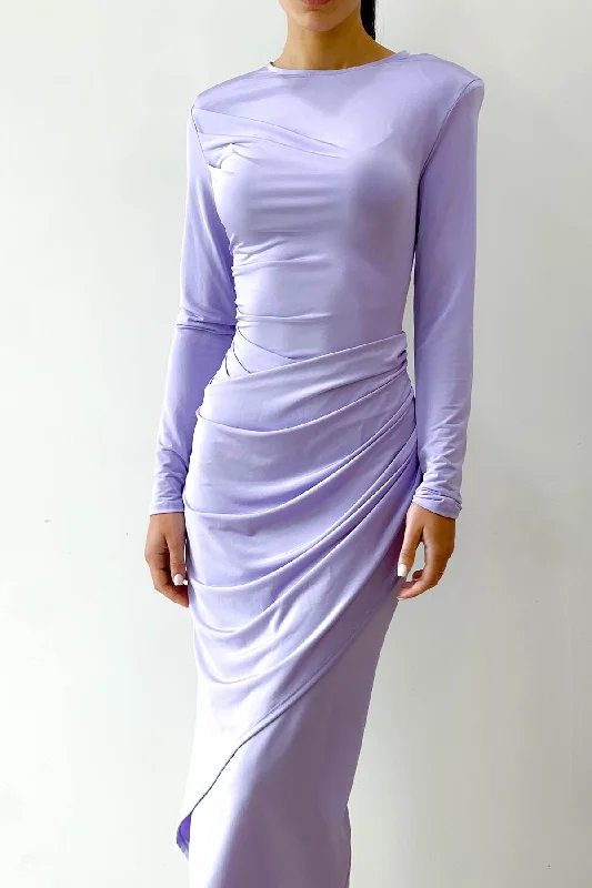 Mania Lilac Midi Dress by HSH Comfortable Fit-and-Flare Midi Dress