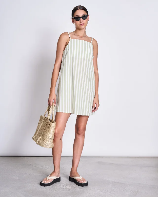 MINI DRESS ALLOA PISTACHIO STRIPED Stylish Floral Print Mini Dress