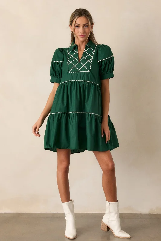 Now Or Never Emerald Puff Sleeve Mini Dress Cozy Knitted Mini Dress