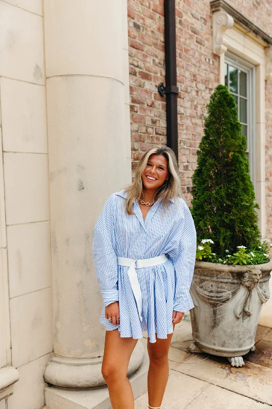 One Day Mini Dress - Blue/White Stylish Plaid Mini Dress