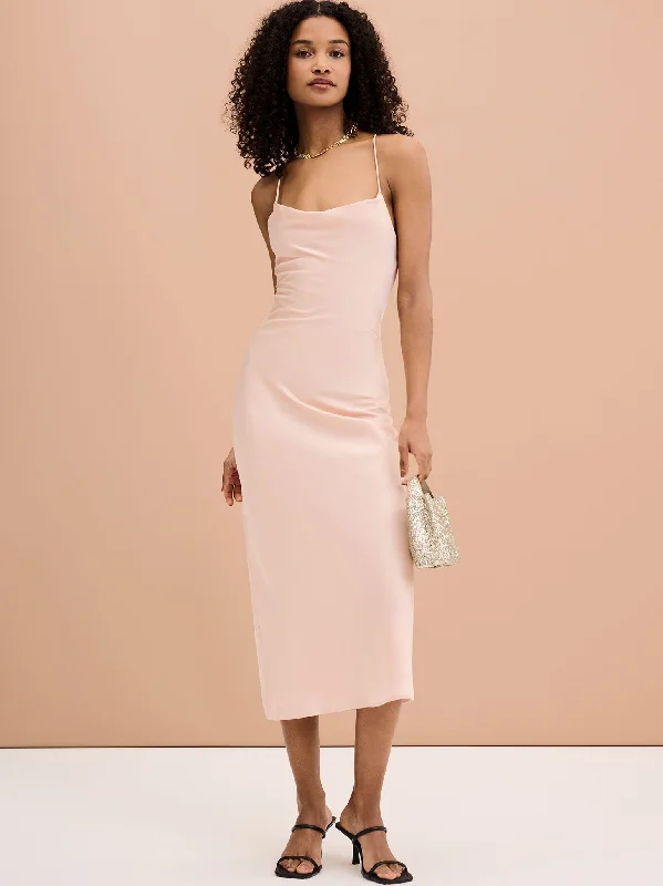 Riviera Midi Dress in Dusty Pink Stylish Button-Up Midi Dress