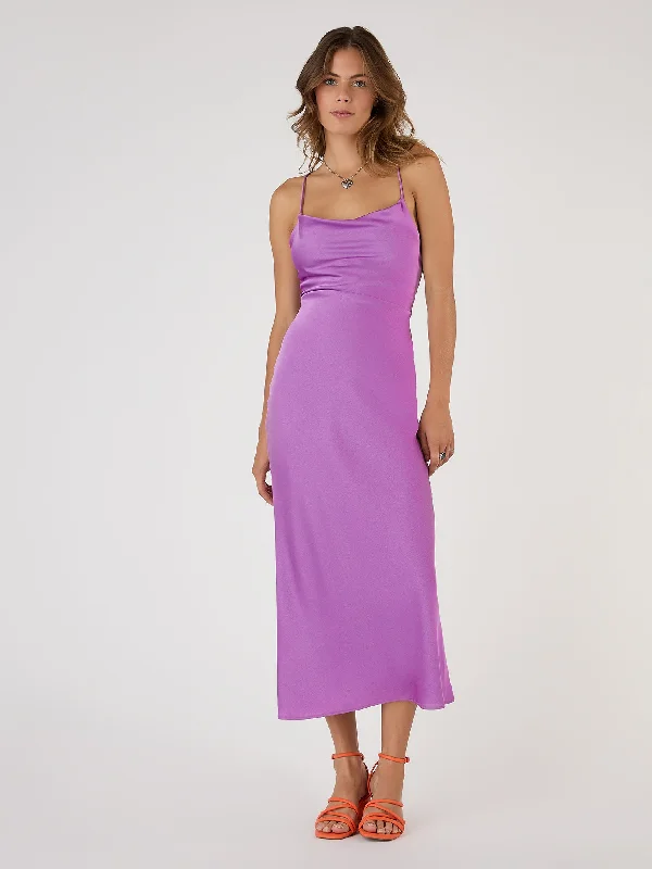 Riviera Midi Dress in Purple Comfortable Ribbed Midi Dress