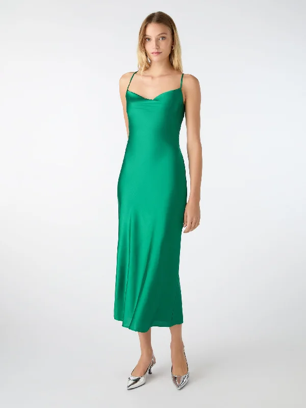 Riviera Midi Dress in Viridian Green Elegant Faux Wrap Midi Dress