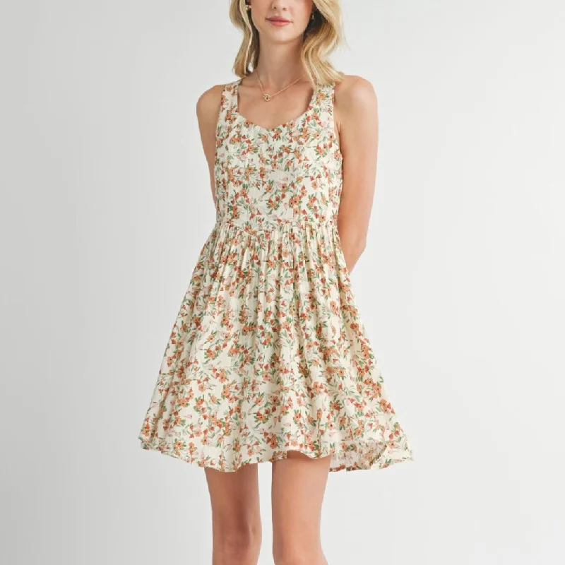 Sadie & Sage Floral Mini Dress Stylish Sweetheart Neck Mini Dress