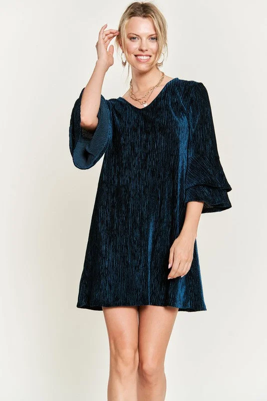 / Soft As Silk Teal Velvet Mini Dress Classic Shift Mini Dress