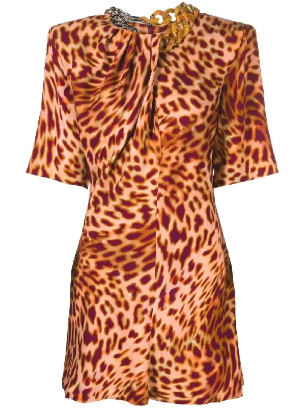 STELLA McCARTNEY leopard-print mini dress feminine Fashionable Boho-Chic Mini Dress