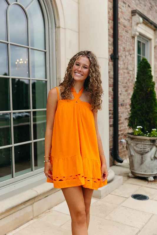 Tailgate Mini Dress - Orange Classic White Mini Dress