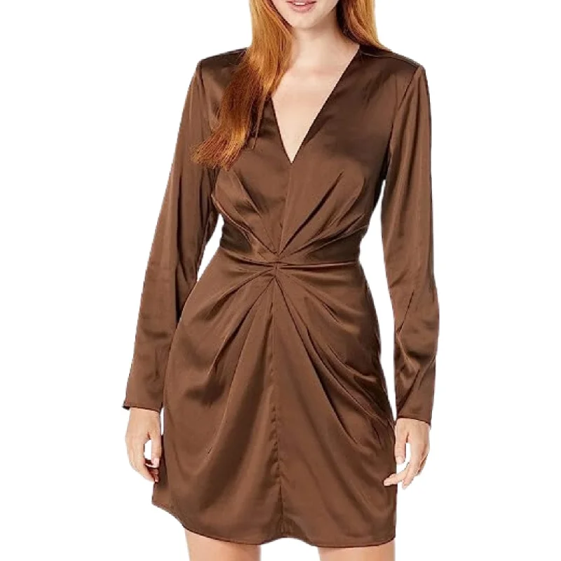 THE DROP - Tate Twist Front Deep V-Neck Mini Dress Chic Pleated Mini Dress