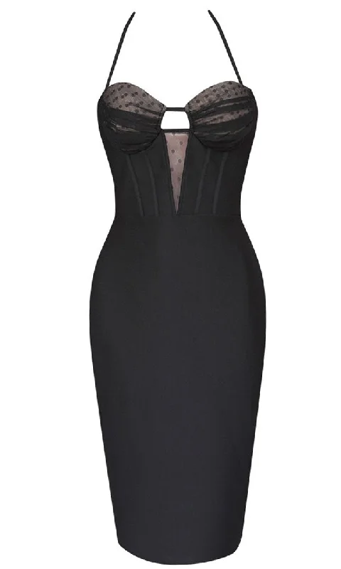 VIP Room <span><br> Black Sleeveless Spaghetti Strap Bustier Halter Dotted Lace Cut Out Bodycon Bandage Midi Dress</span> Elegant Floral Appliqué Midi Dress VIP Room <span><br> Black Sleeveless Spaghetti Strap Bustier Halter Dotted Lace Cut Out Bodycon Bandage Midi Dress</span> Elegant Floral Appliqué Midi Dress