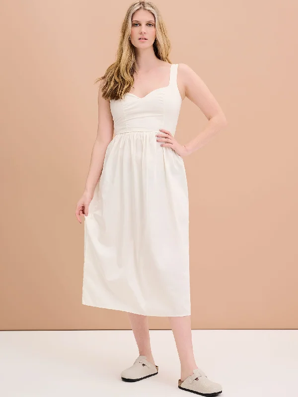 Winslow Midi Dress in Cream Cozy Midi Dress with Pockets