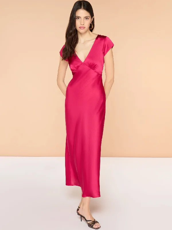 Woolf Midi Dress in Magenta Cozy Wide Strap Midi Dress